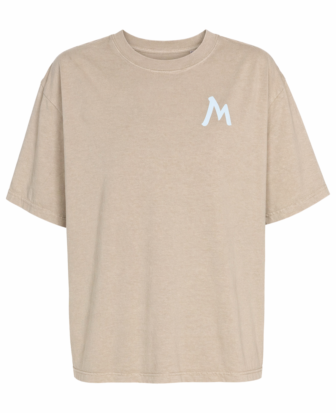 Tan Boxy Tee With White M Logo